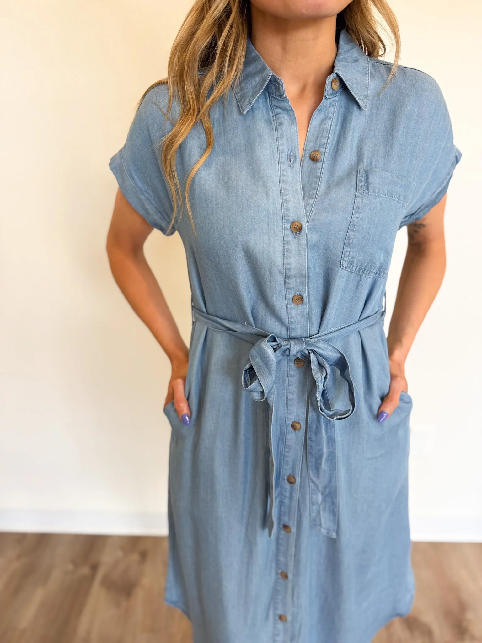 Paloma Chambray Midi Shirt Dress