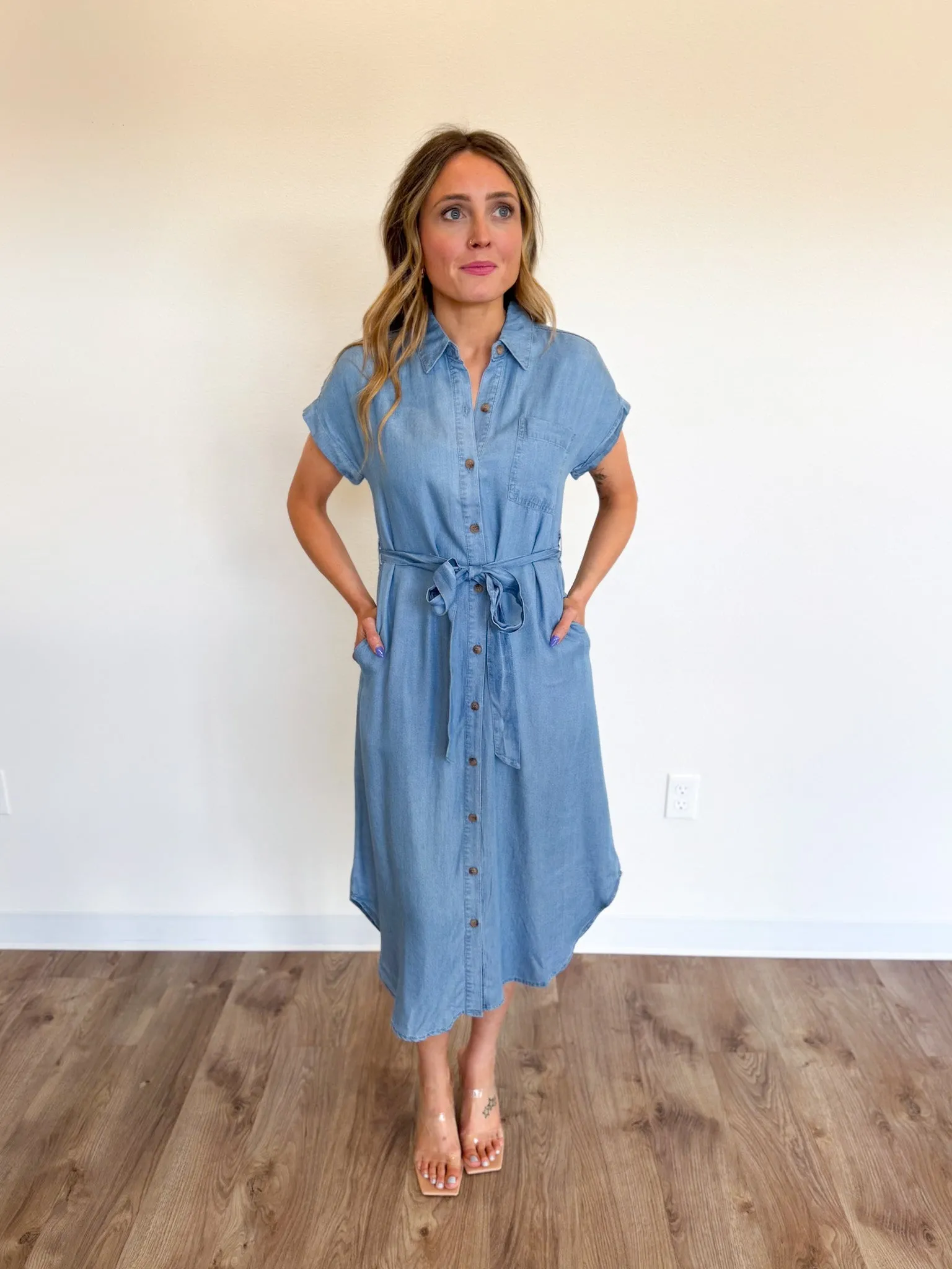 Paloma Chambray Midi Shirt Dress