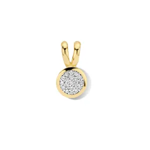 Pendentif rond - Or Jaune et Blanc, Diamants (064056/A)