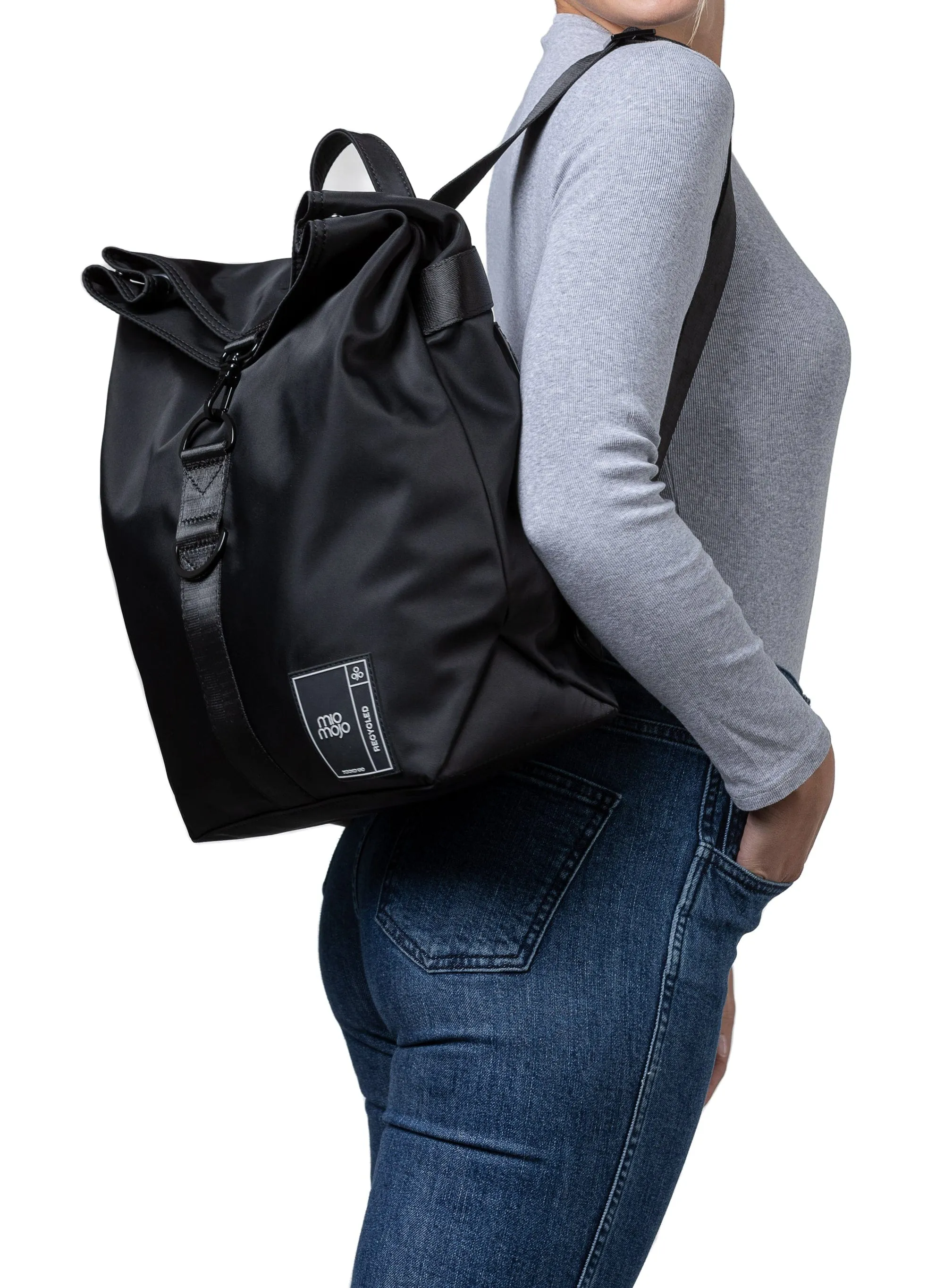 Penelope Recycled Nylon Vegan Backpack | Black