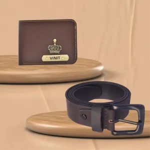 Perfect Vegan Leather Men's Wallet and Belt - Brown