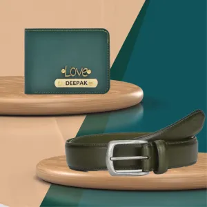 Perfect Vegan Leather Men's Wallet and Belt - Green