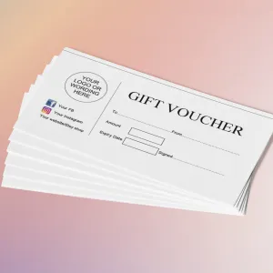 PERSONALISED GIFT VOUCHERS - 21cm x 9.9cm