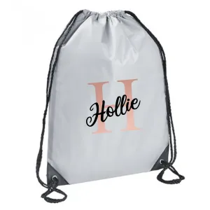 Personalised Initial Letter & Script Name Design Gym Sac Drawstring Bag - other  colour options