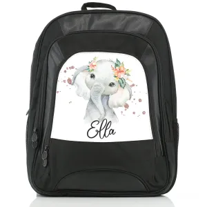 Personalised Rucksack with Elephant Rain Drop Glitter Print and Cute Text
