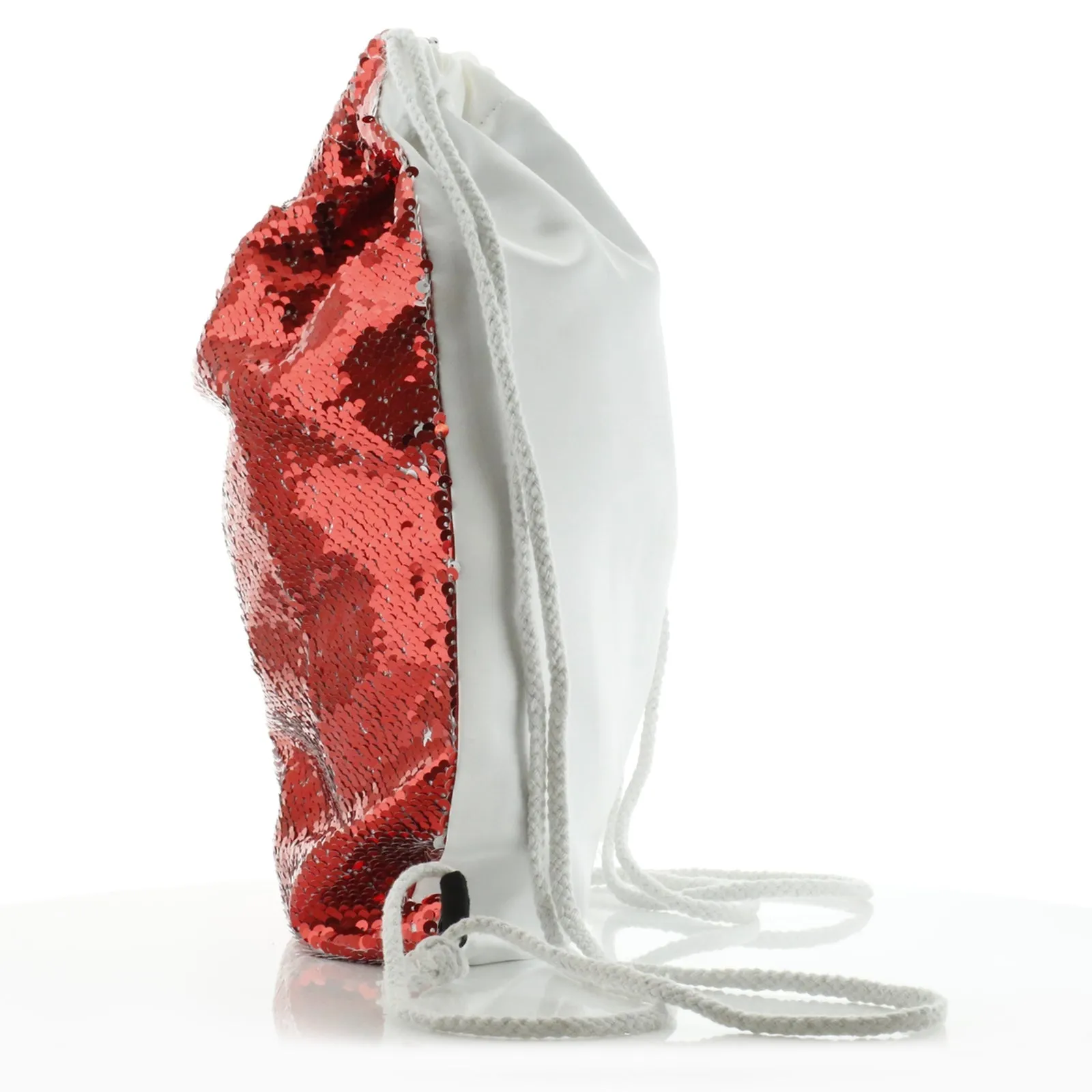Personalised Sequin Drawstring Backpack with Brown Owl Pine Tree and Cute Text