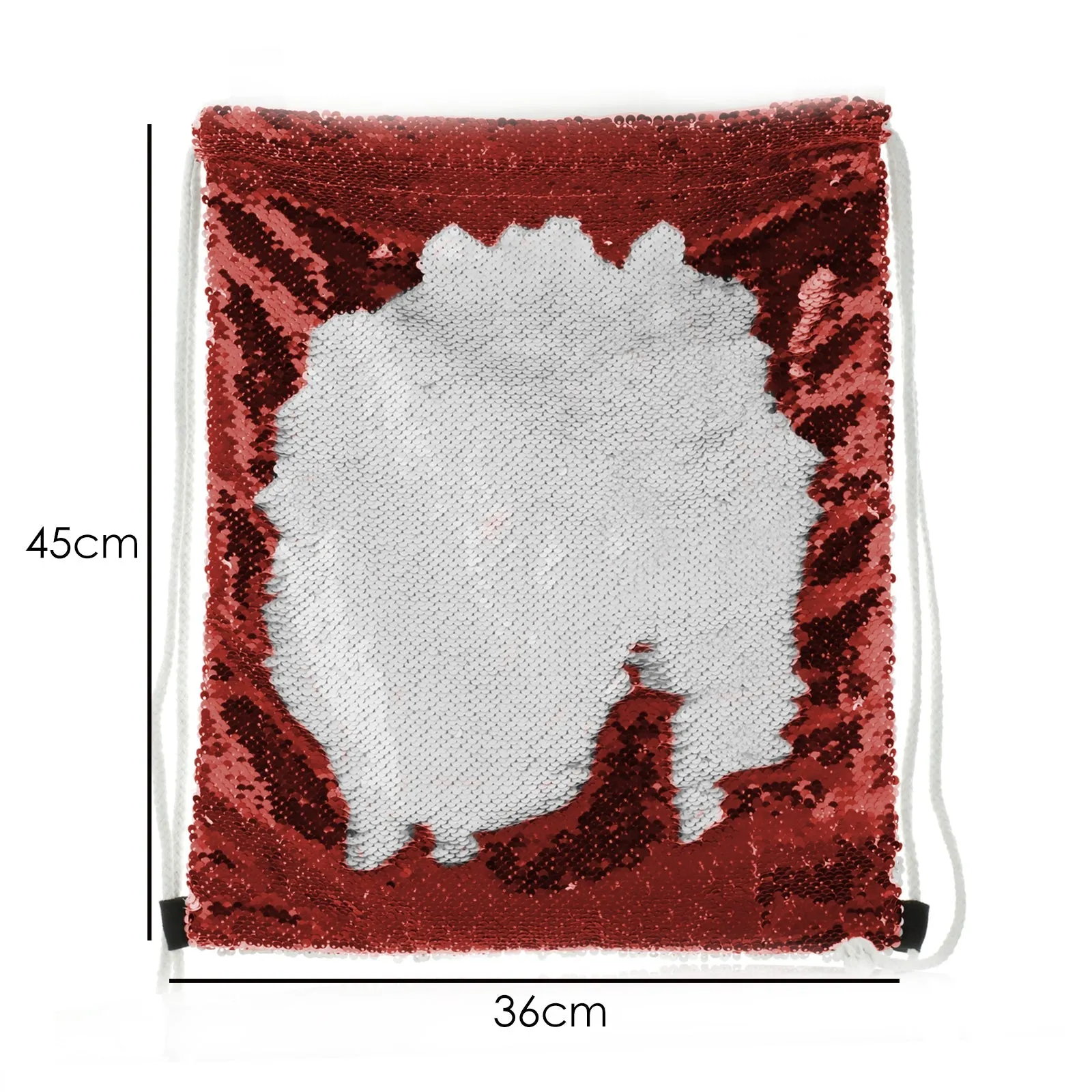 Personalised Sequin Drawstring Backpack with Red squirrel Heart Wreaths and Cute Text