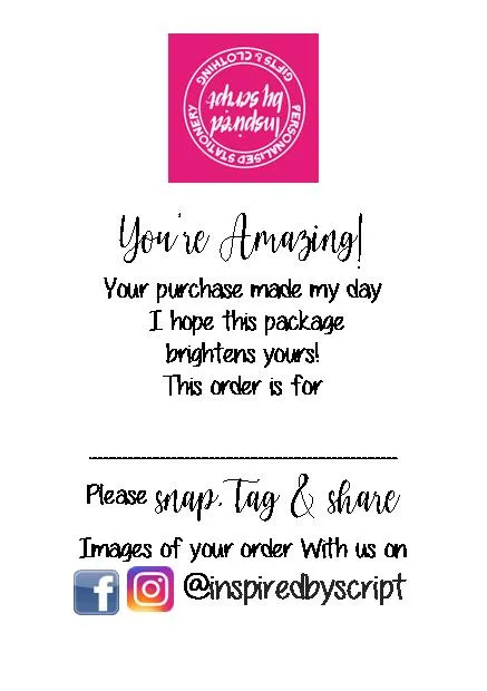 PERSONALISED SNAP, TAG & SHARE CARDS- 8.5cm x 5.5cm