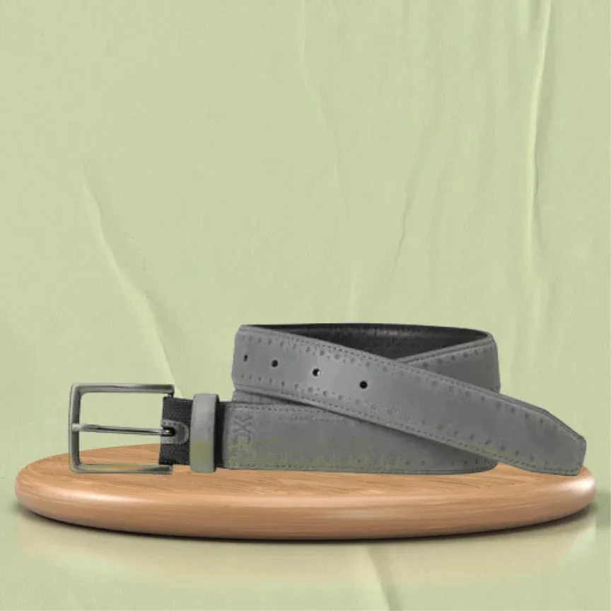 Personalized Leather Keychain and Belt for Men's - Grey