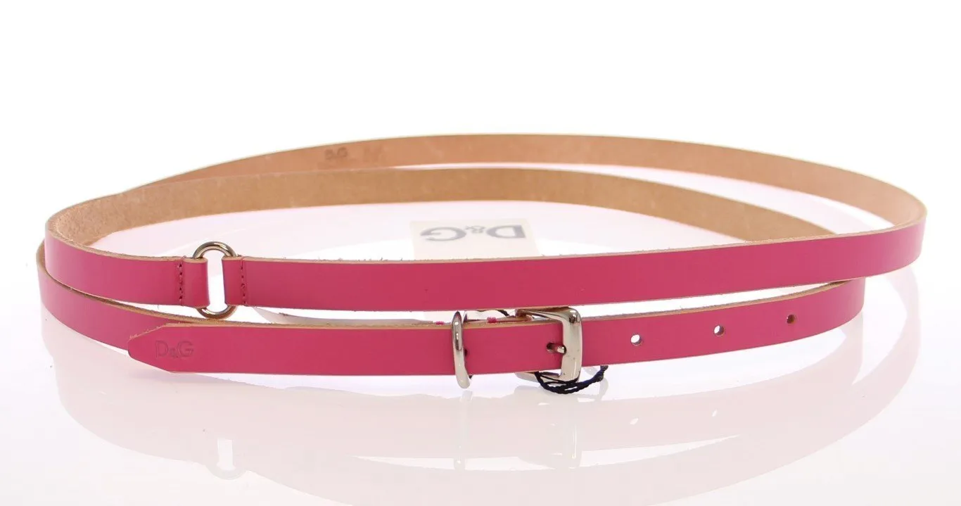 Pink Double Wrap Leather Logo Belt