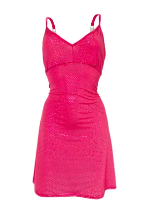 PINK HOLOGRAPHIC BARBIE DRESS