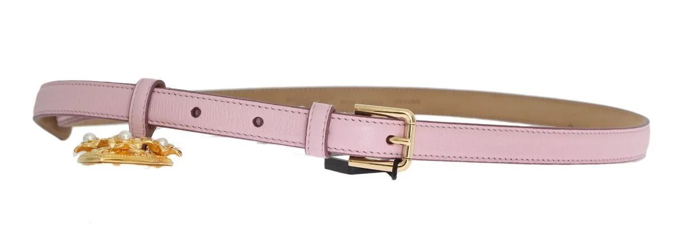 Pink Leather Gold Heart MAMMA Belt