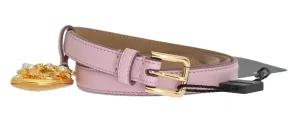 Pink Leather Gold Heart MAMMA Belt