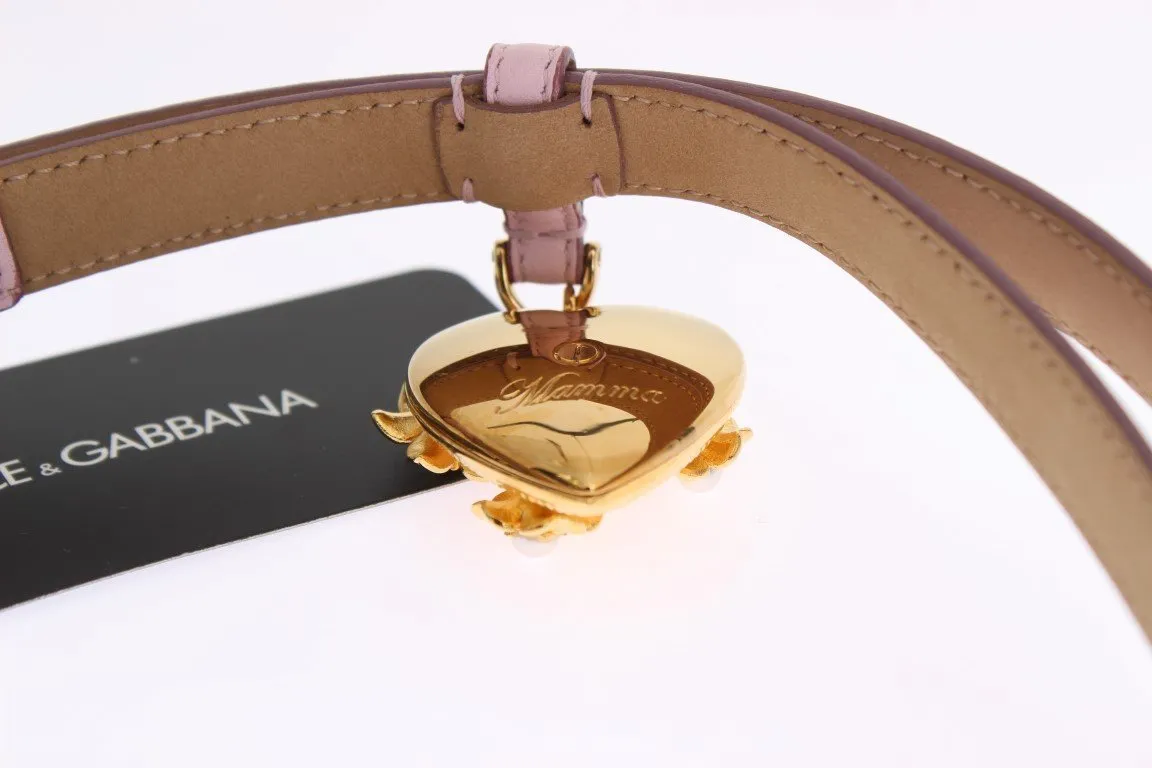 Pink Leather Gold Heart MAMMA Belt