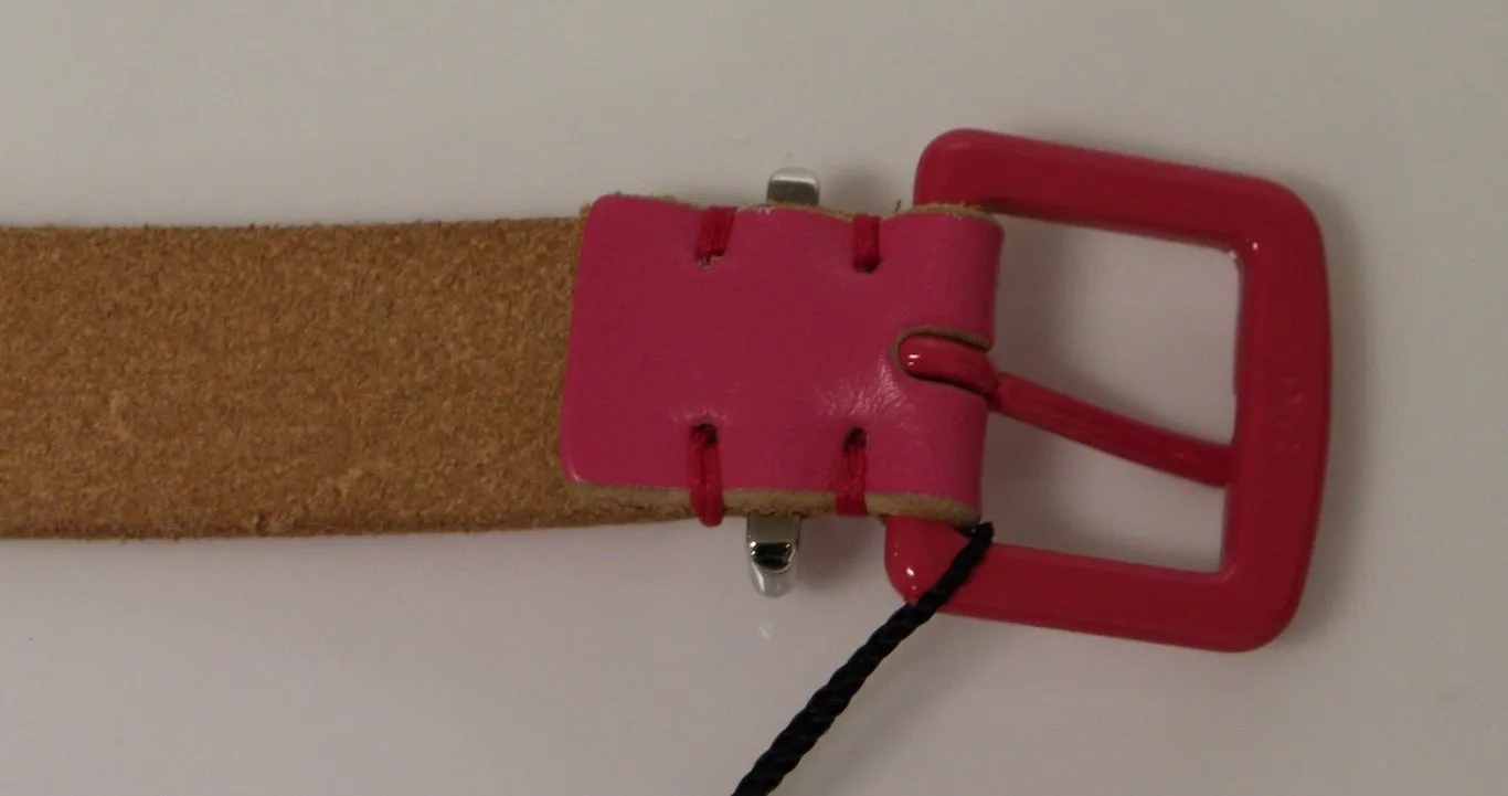 Pink Leather Logo Belt