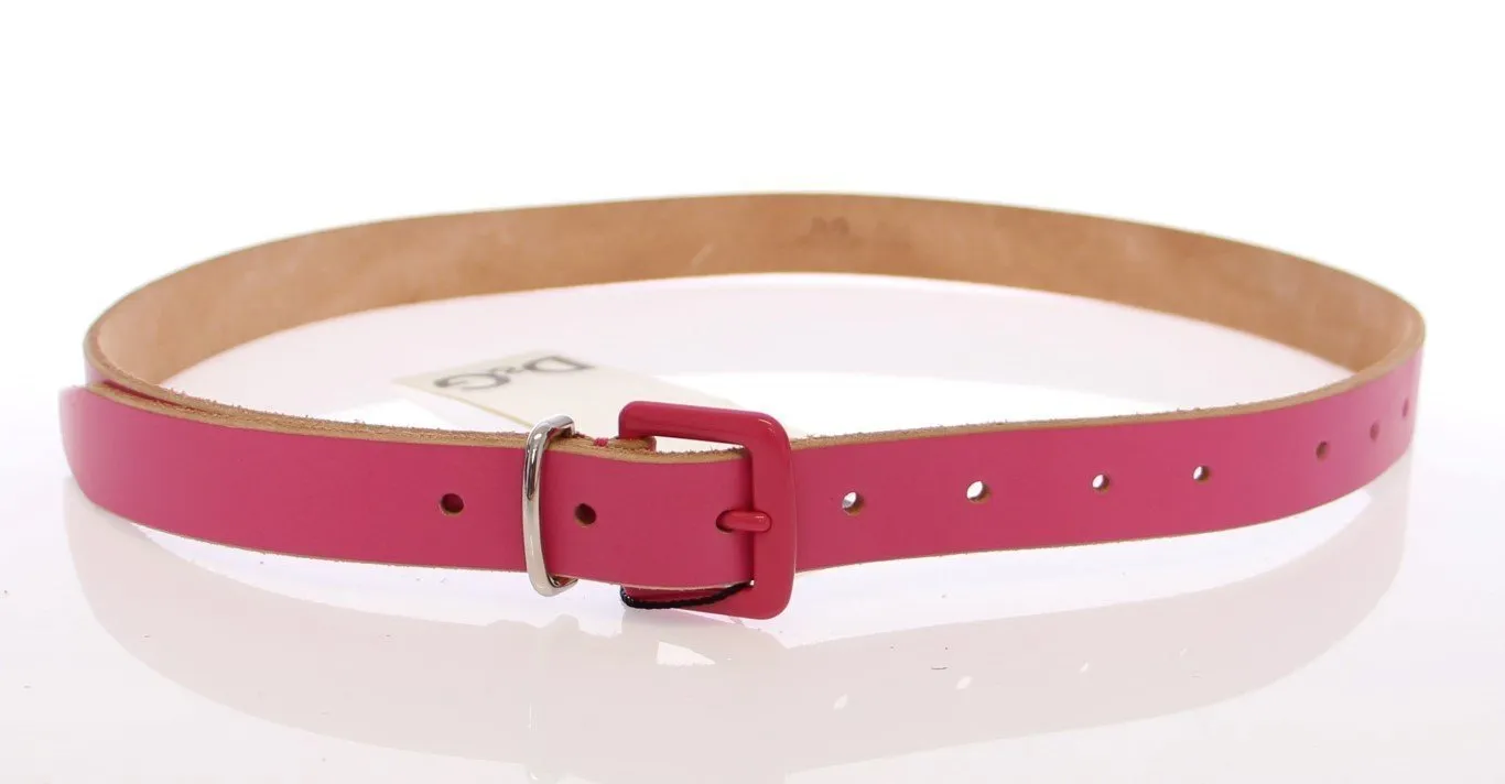 Pink Leather Logo Belt