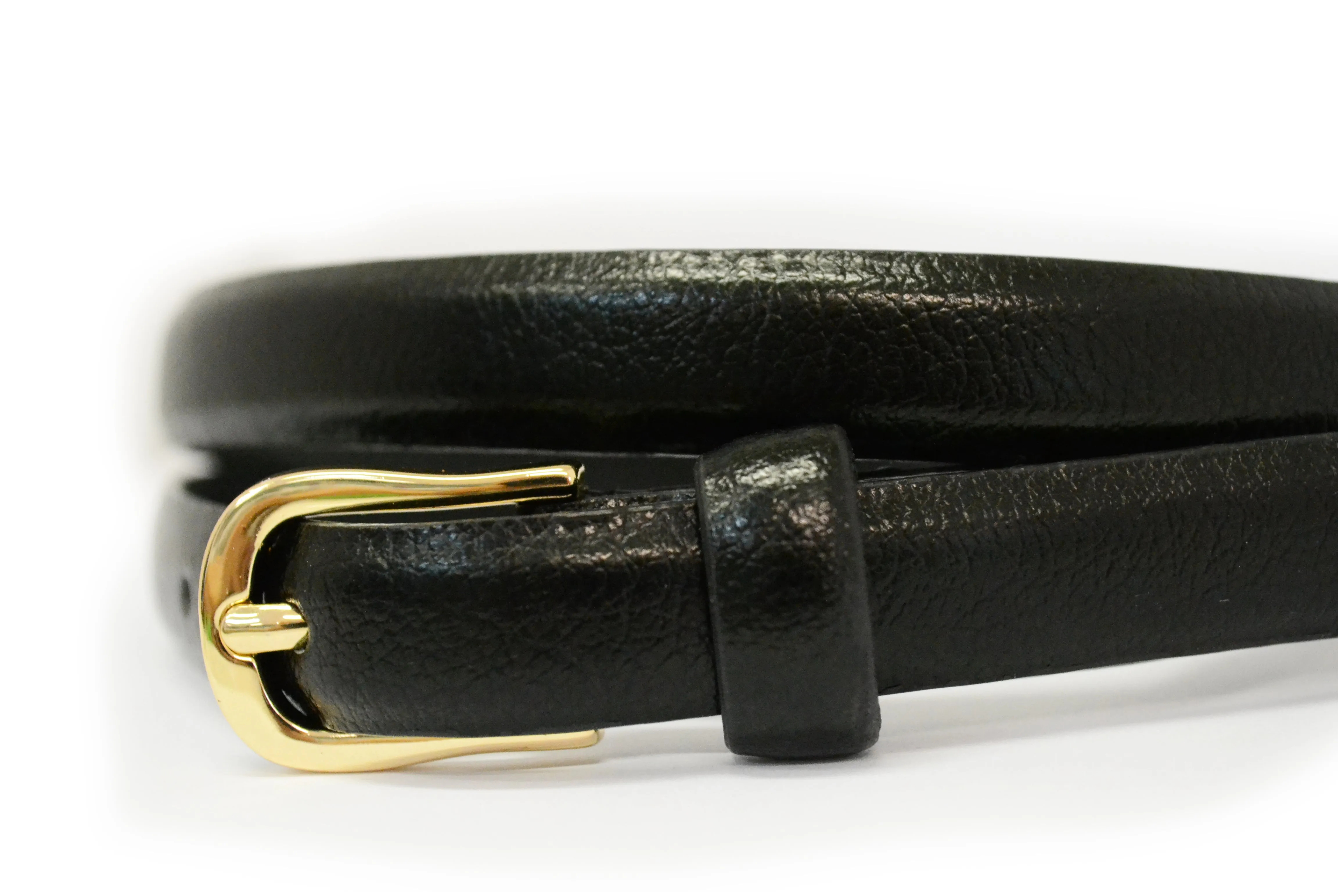 PIPER - Women's Black Genuine Leather Skinny Belt