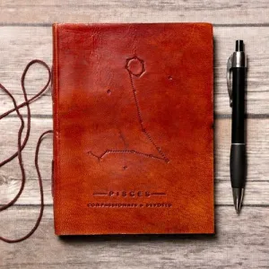 Pisces Zodiac Handmade Leather Journal