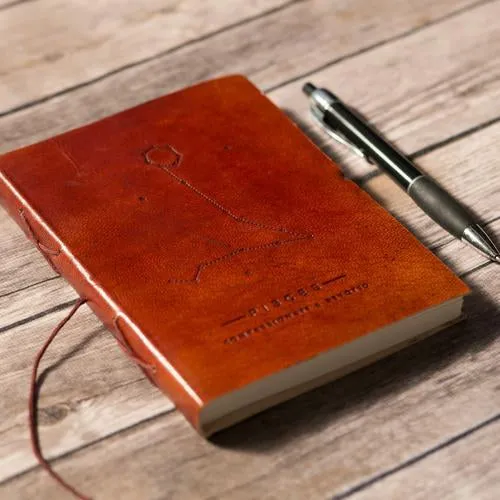 Pisces Zodiac Handmade Leather Journal