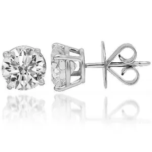 Platinum Diamond Solitaire Stud Earrings 3.30 Ctw