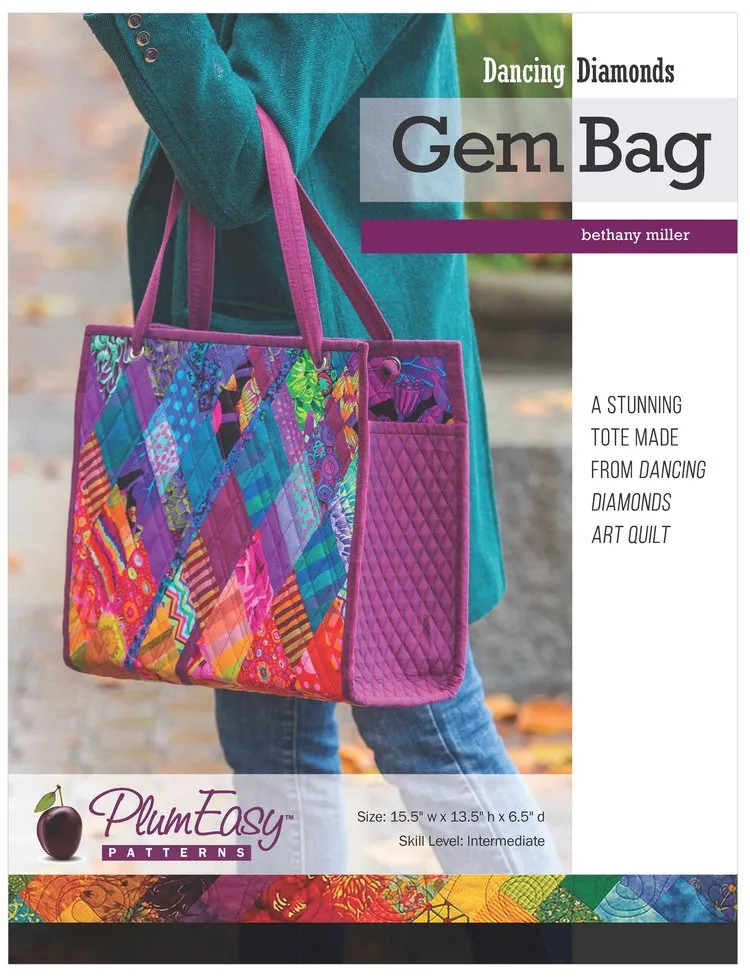 PlumEasy Dancing Diamonds Gem Bag Open Top Tote Handbag Pattern