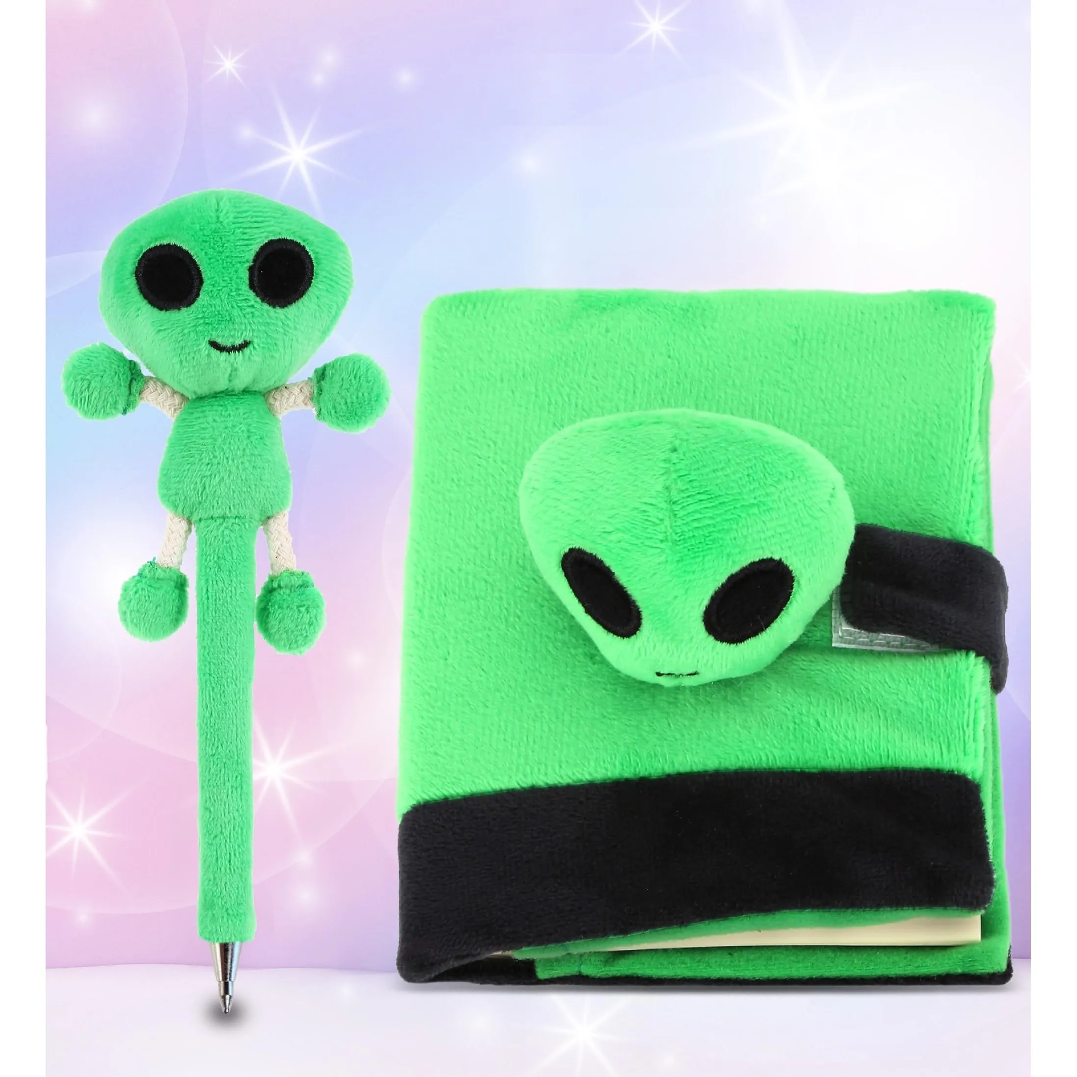 Plush Notebook and Pen Cute Soft Green 7 X 5 2.5 Inches