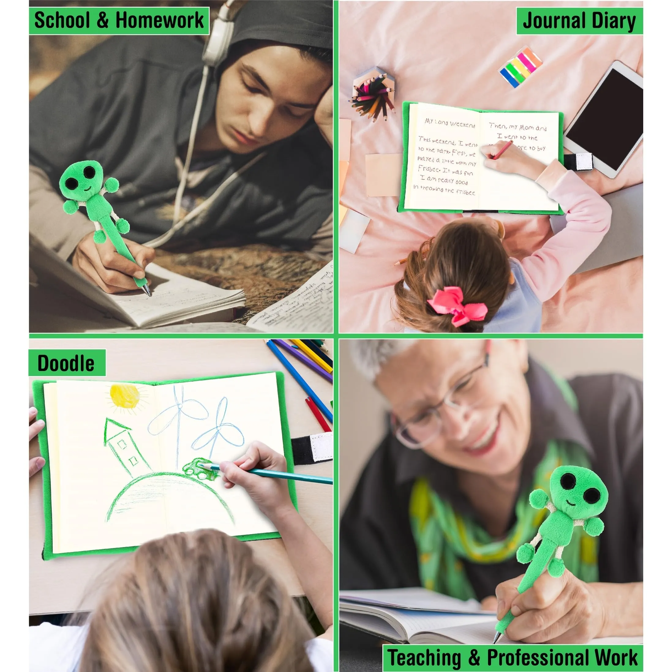 Plush Notebook and Pen Cute Soft Green 7 X 5 2.5 Inches