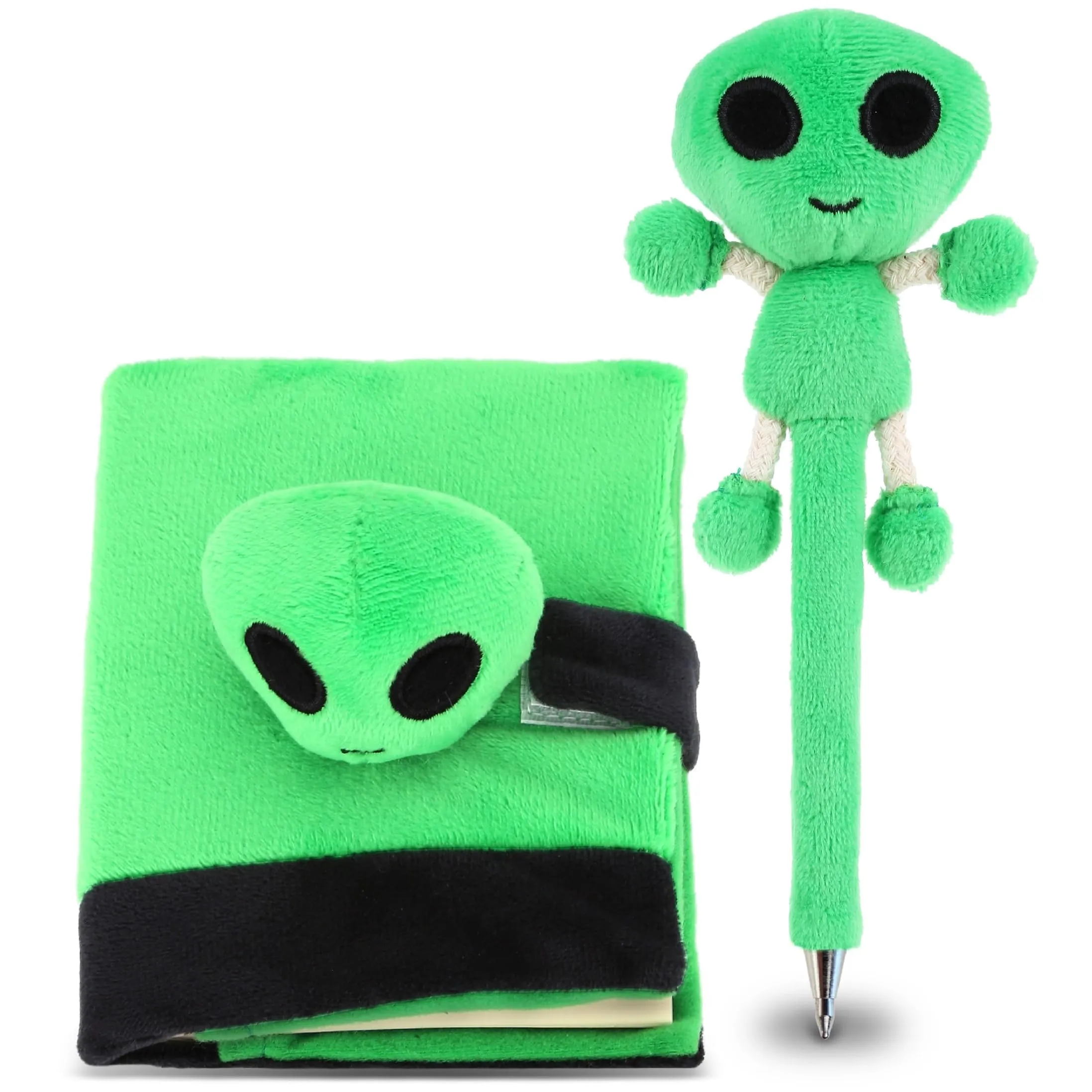 Plush Notebook and Pen Cute Soft Green 7 X 5 2.5 Inches