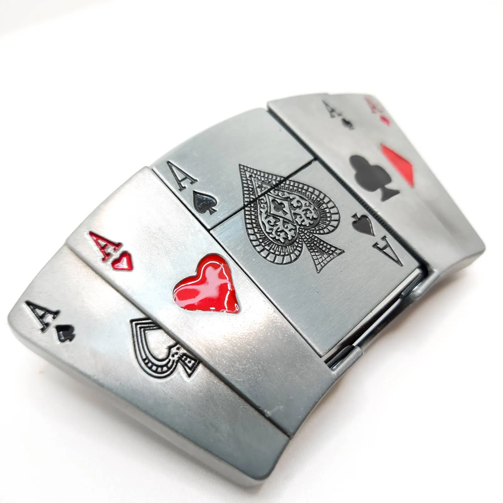Poker All Aces Belt Buckle Lighter Holder with Ace of Spades Lighter Mens Western Cowboy Hidden Stash