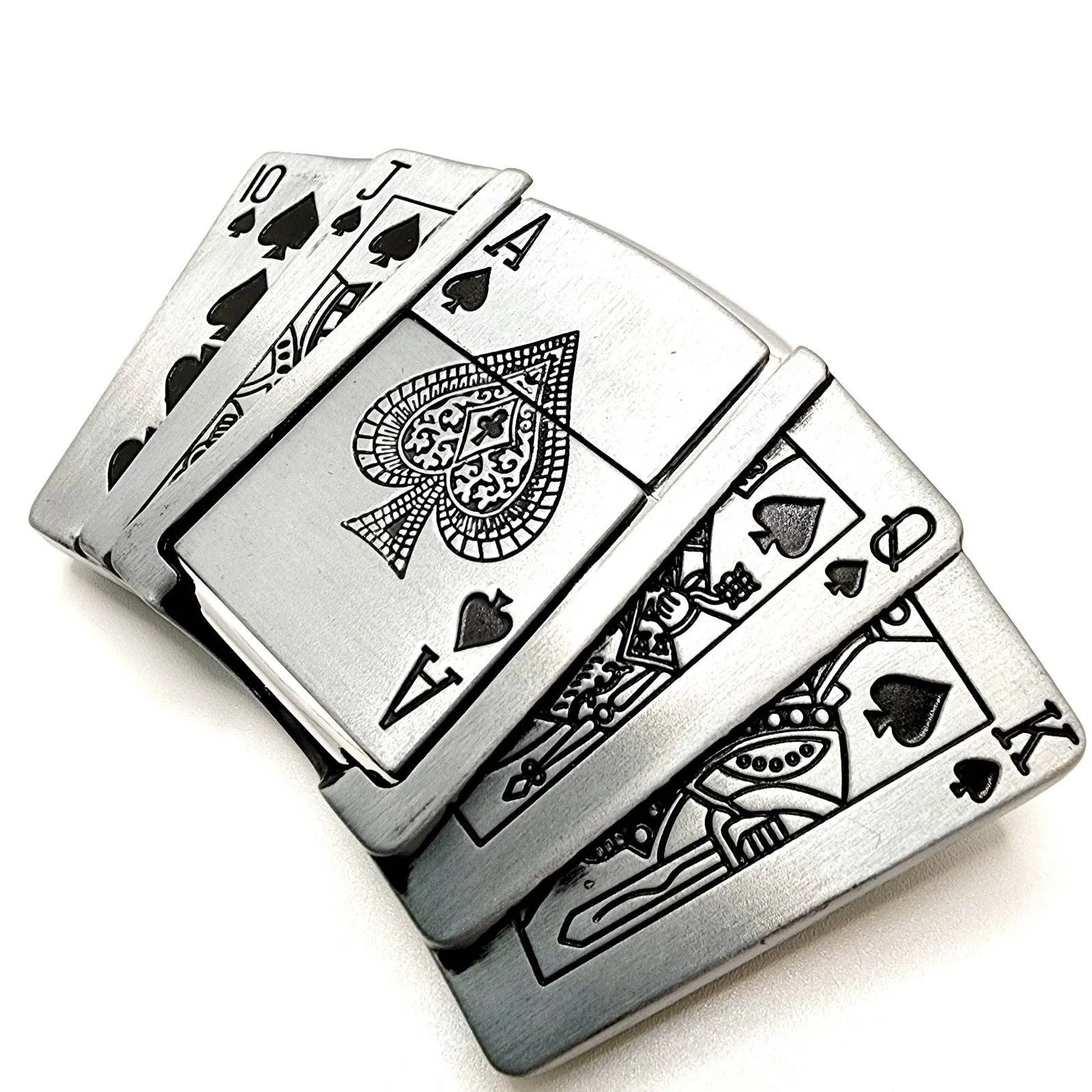 Poker Royal Flush Belt Buckle Lighter Holder WITH Ace of Spades LIGHTER