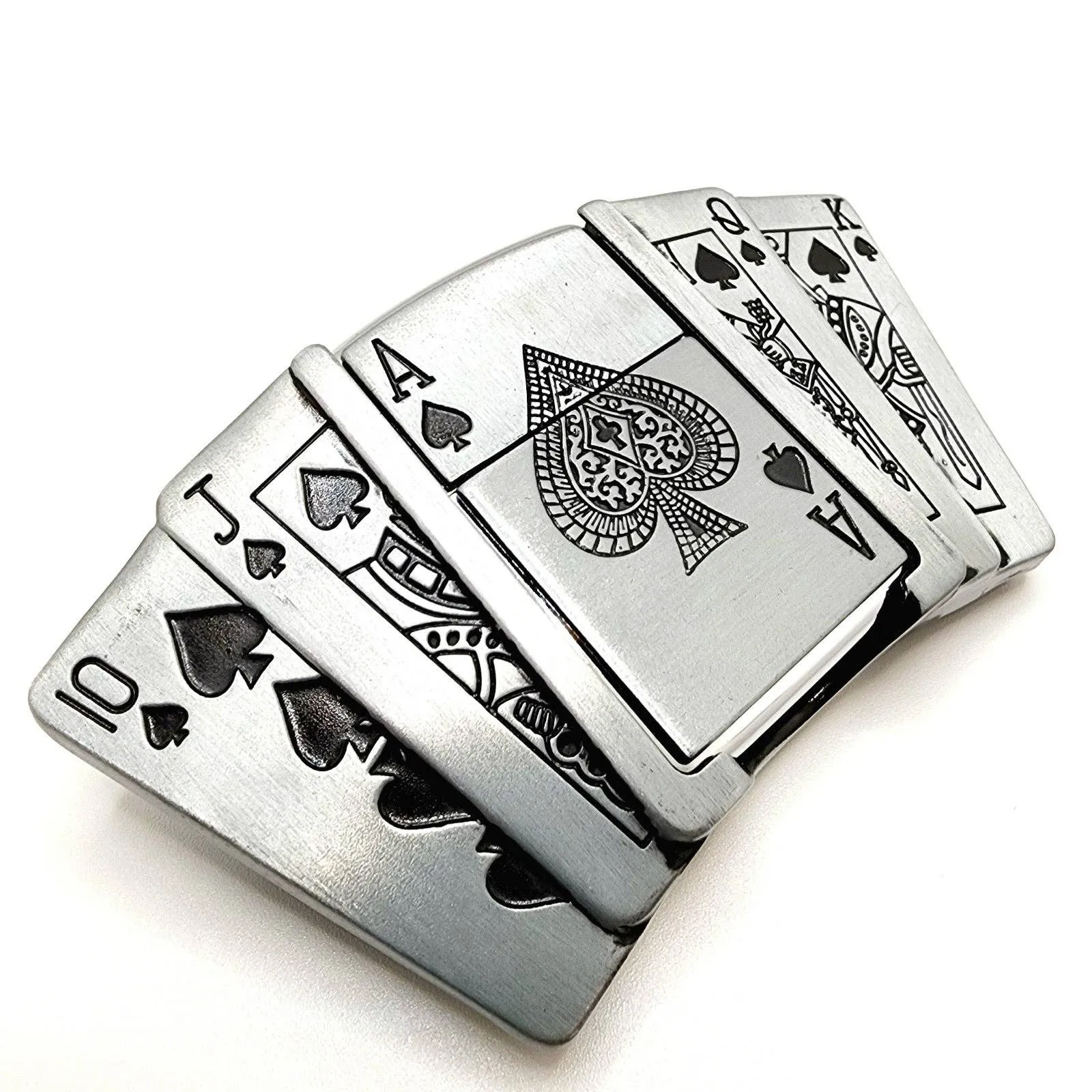 Poker Royal Flush Belt Buckle Lighter Holder WITH Ace of Spades LIGHTER