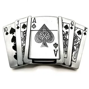 Poker Royal Flush Belt Buckle Lighter Holder WITH Ace of Spades LIGHTER