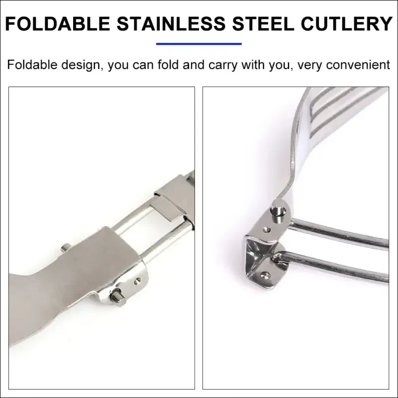 Portable stainless steel cutlery set - 3-piece camping travel picnic utensils - foldable spoon,