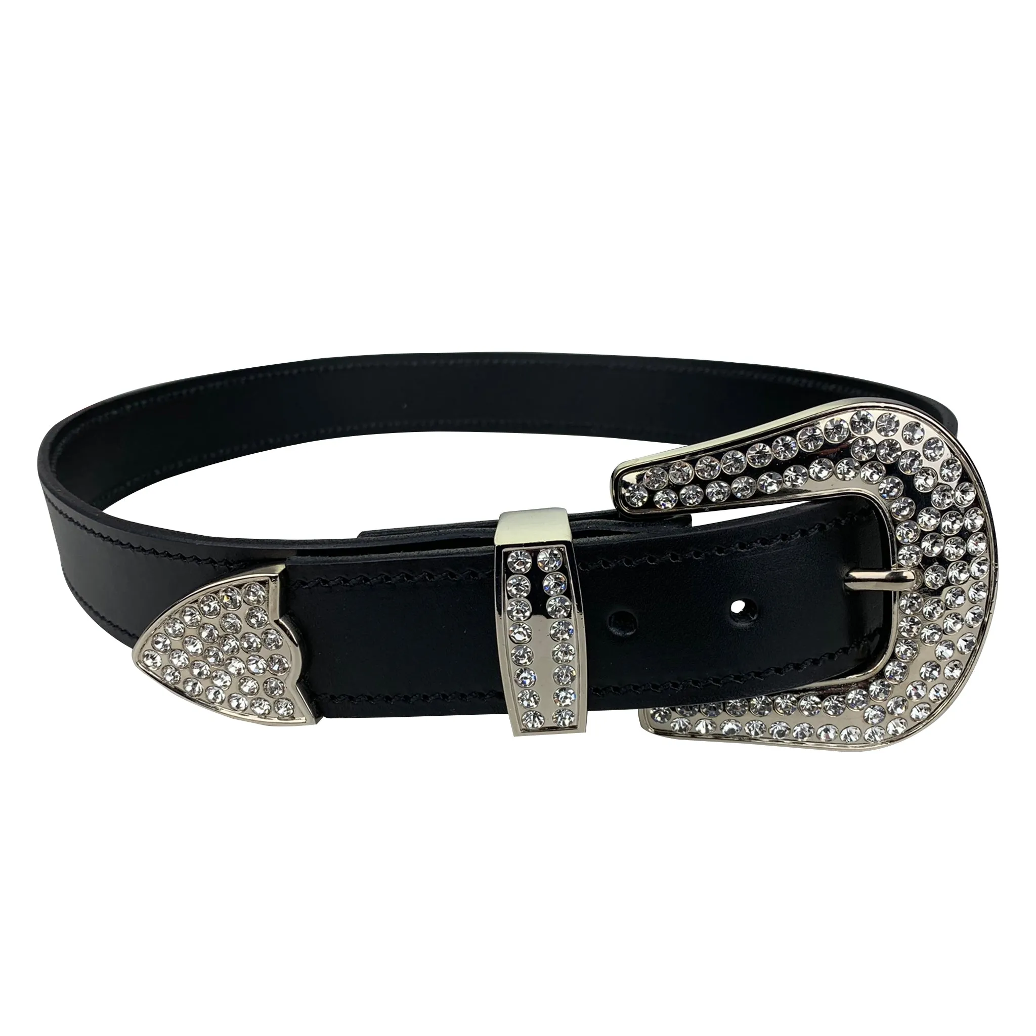 Porter Glam Western Belt Black with Silver Buckle