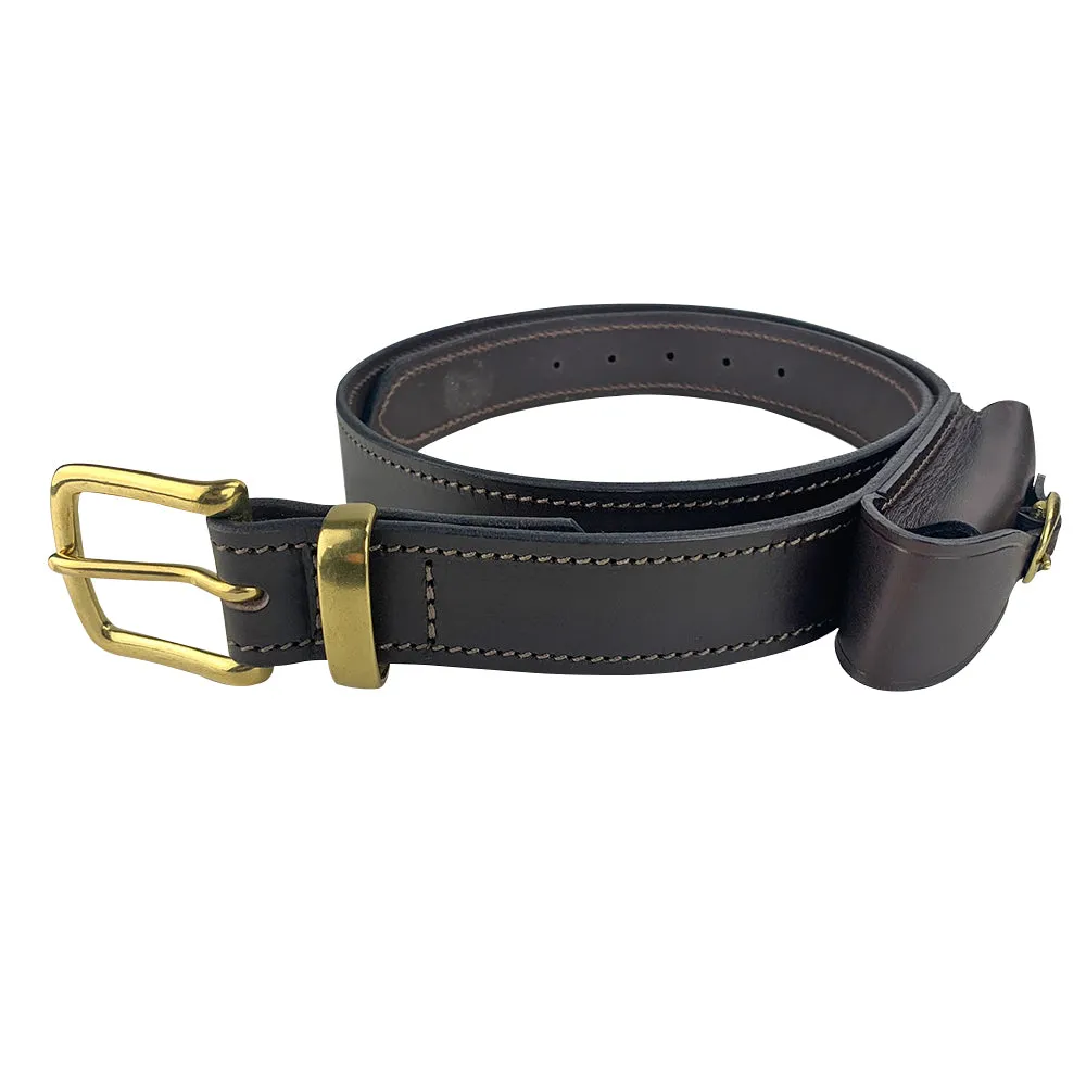 Porter Solid Leather Belt with Knife Pouch Brown Buckle
