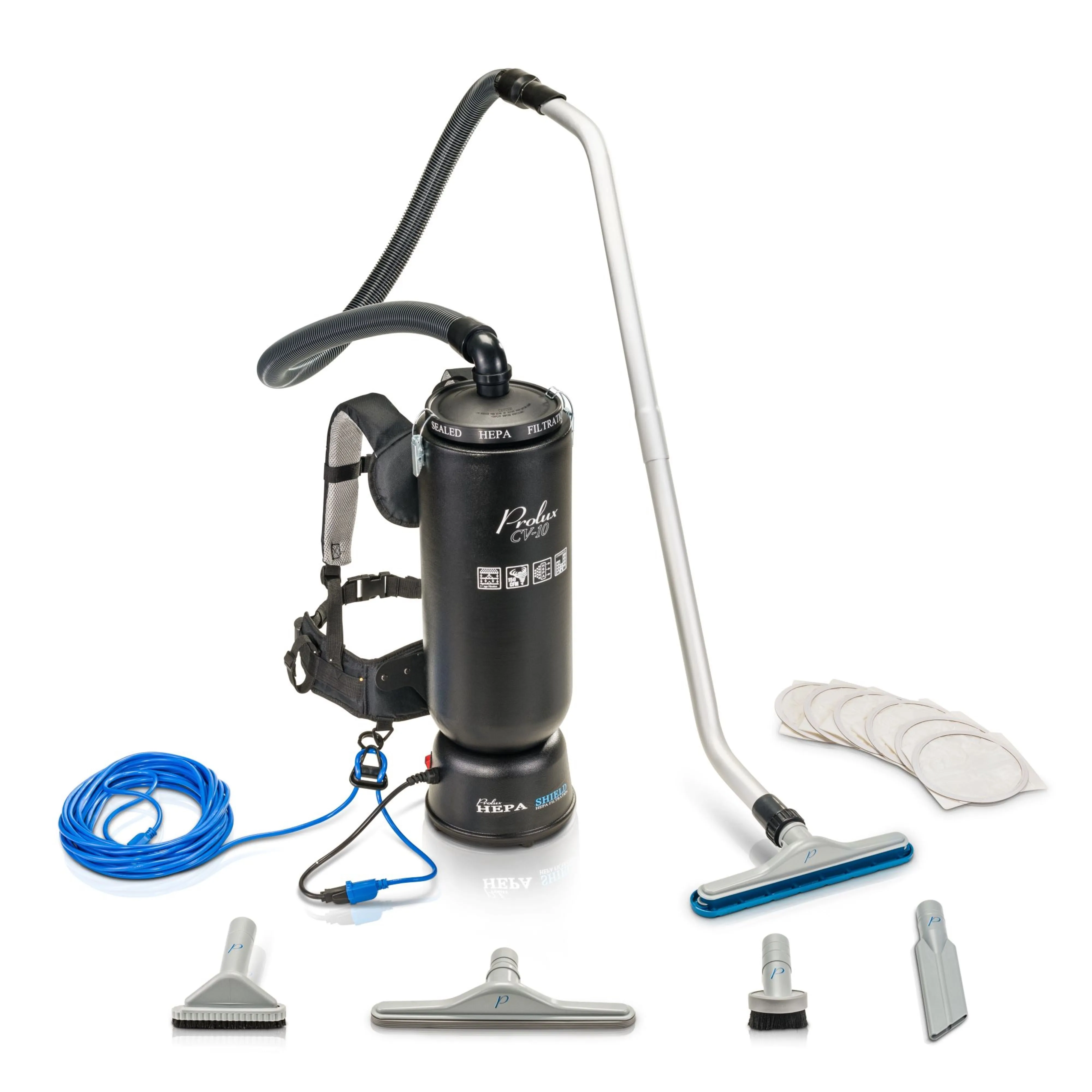 Powerful Lightweight Prolux 10 Quart Backpack Vacuum w/ 1 1/2" Tool Kit and 5 YR Warranty