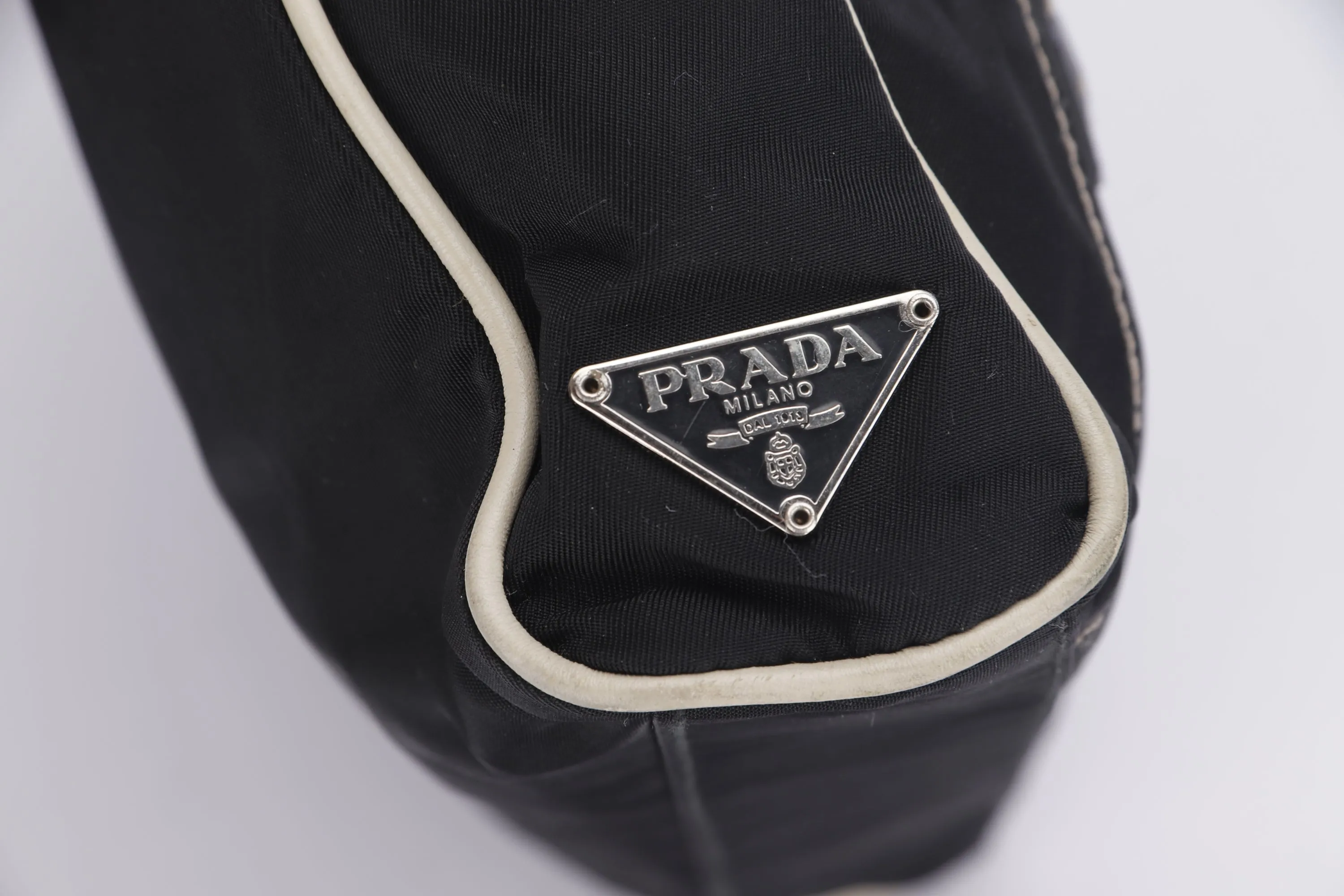 PRADA BR0413 TESSUTO FLORAL HANDBAG NERO BLACK FABRIC, WITH CARD & DUST COVER