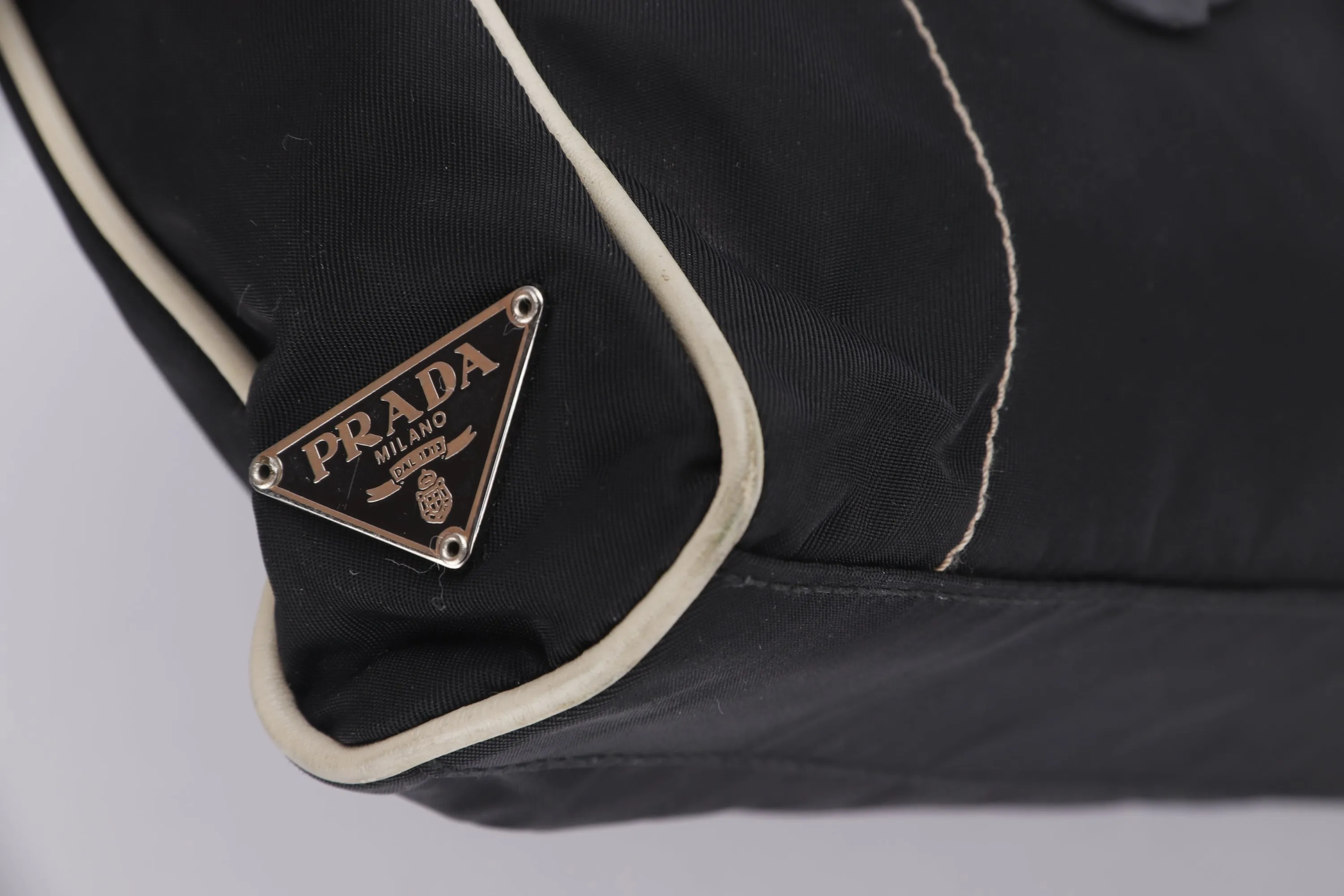 PRADA BR0413 TESSUTO FLORAL HANDBAG NERO BLACK FABRIC, WITH CARD & DUST COVER