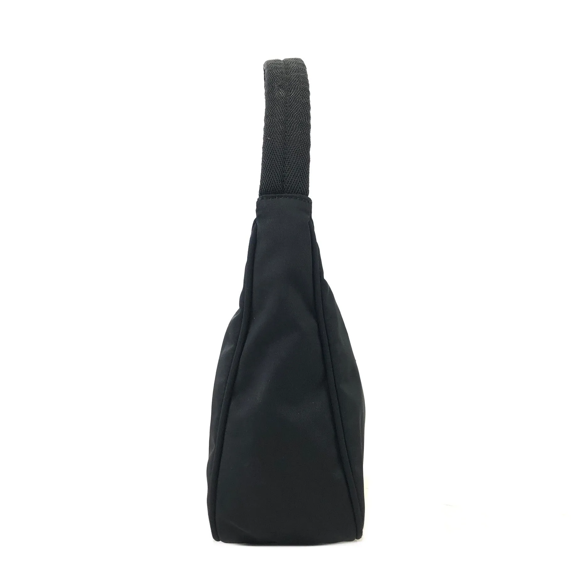 PRADA Triangle Logo Nylon Handbag Hobobag Black Vintage df2ij3