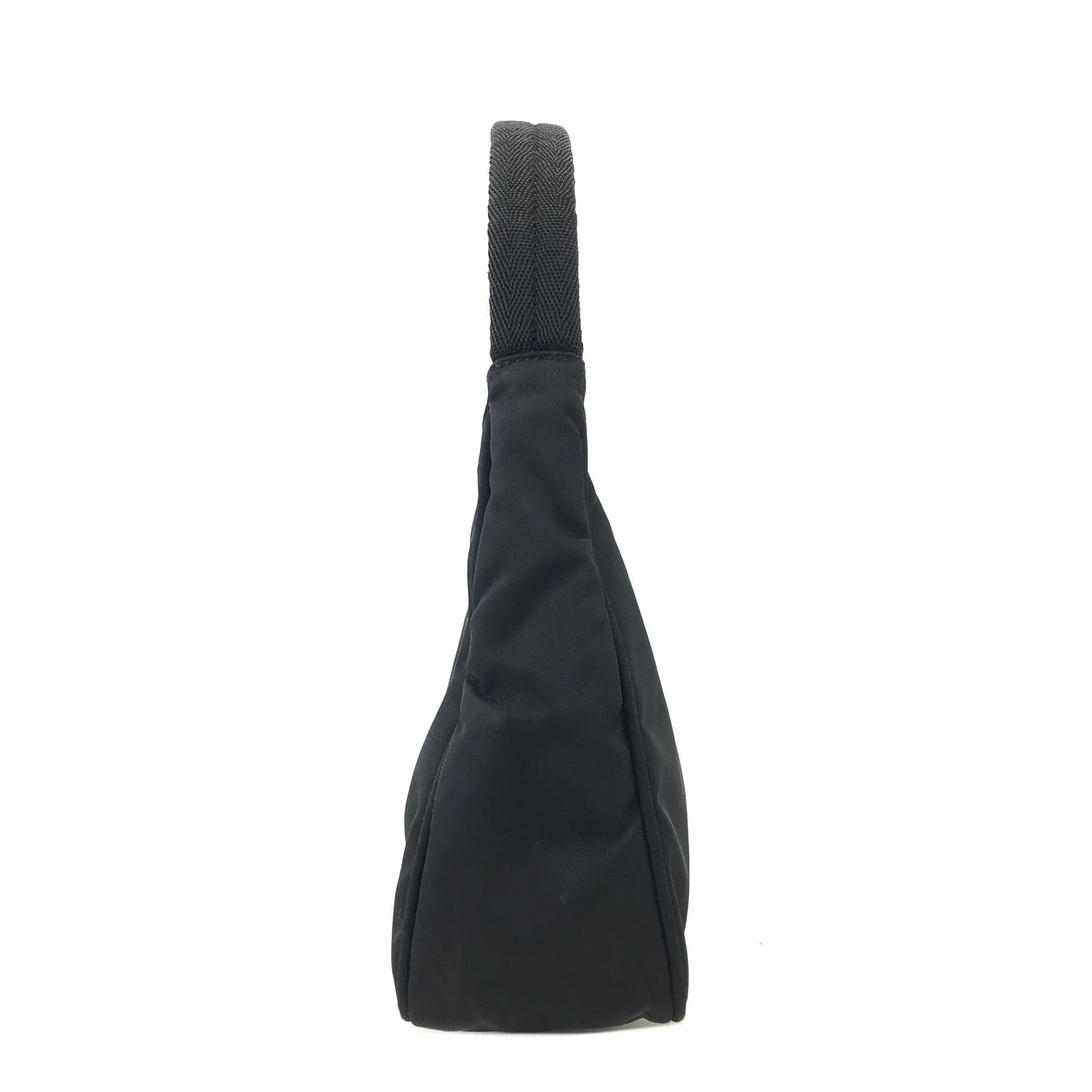 PRADA Triangle Logo Nylon Handbag Hobobag Black Vintage df2ij3