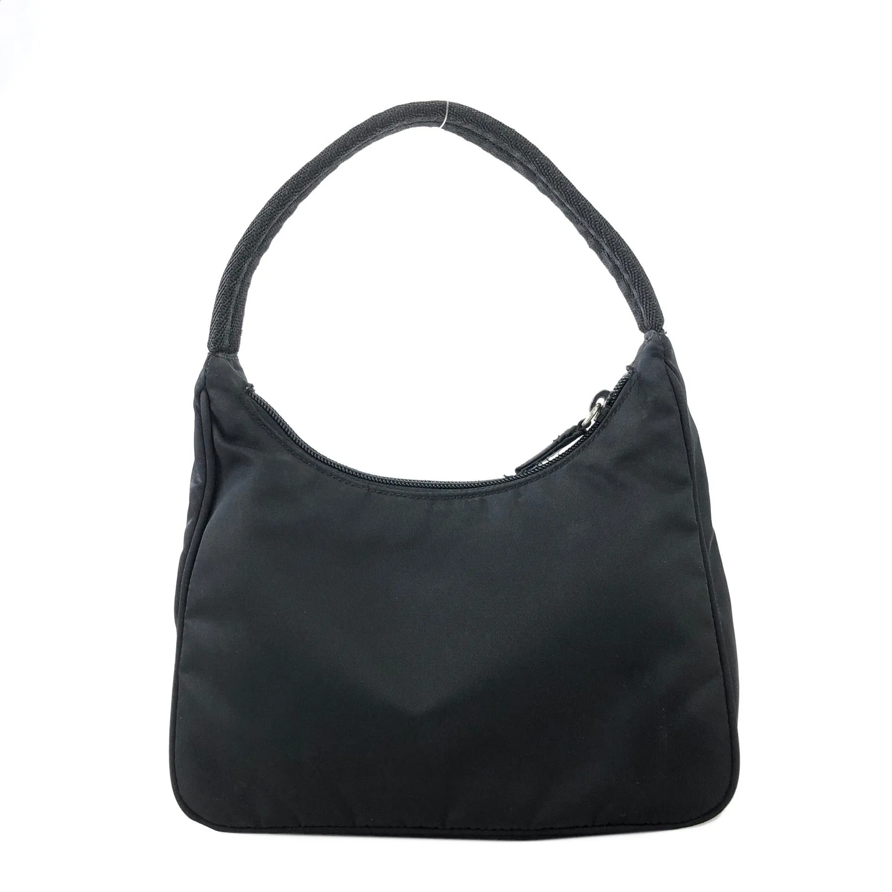 PRADA Triangle Logo Nylon Handbag Hobobag Black Vintage df2ij3