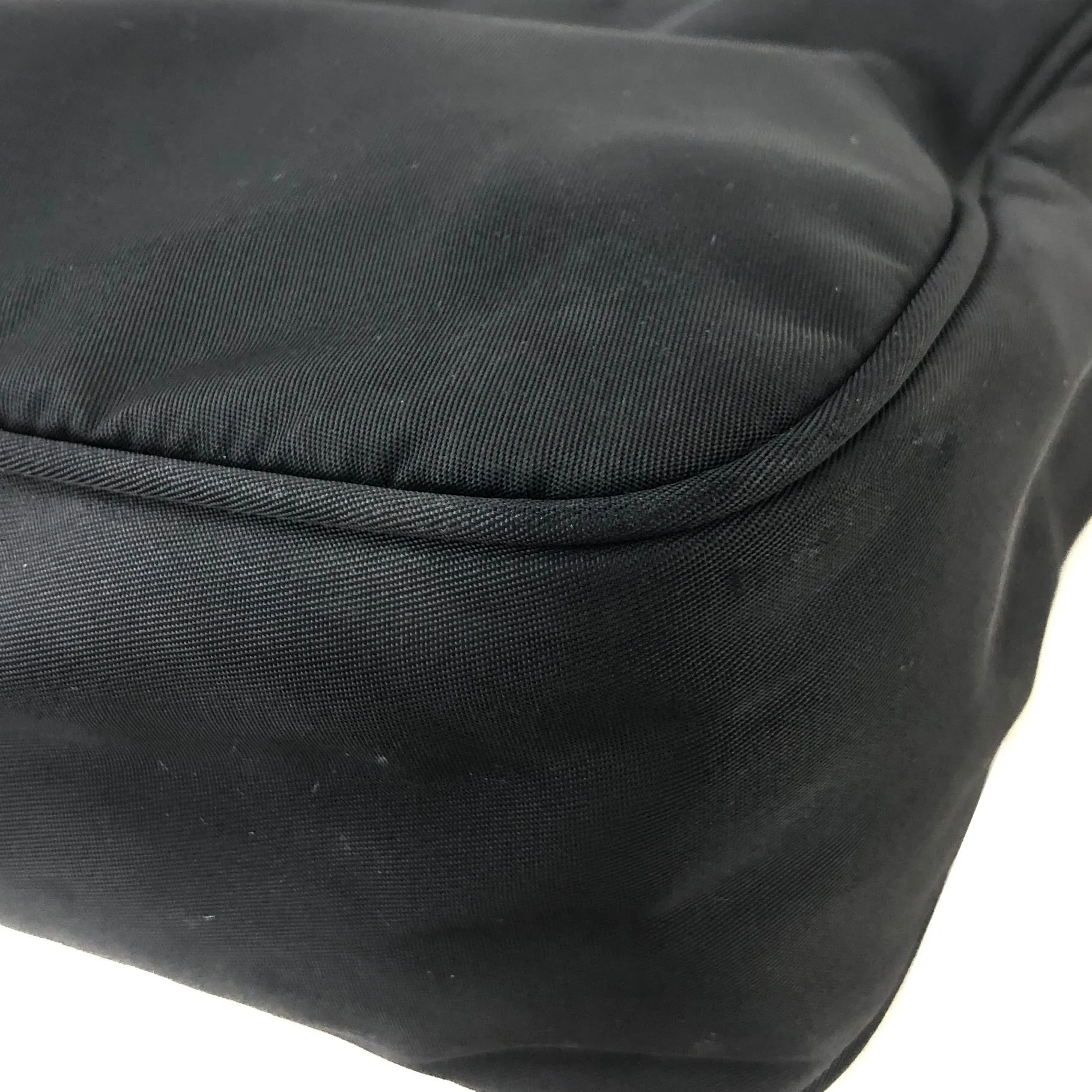 PRADA Triangle Logo Nylon Handbag Hobobag Black Vintage df2ij3