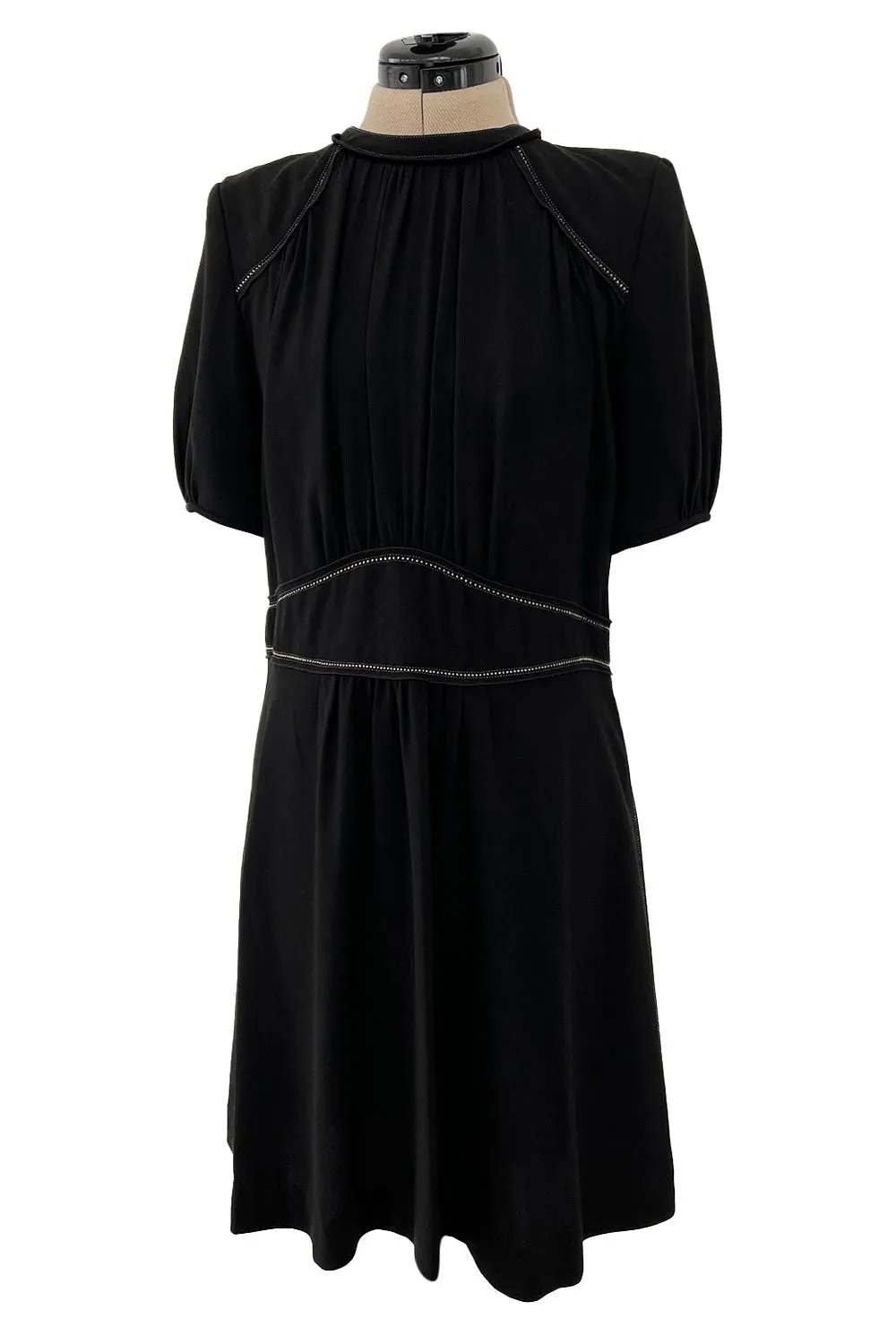 Prettiest 2015 Isabel Marant Easy To Wear Black Mini Dress w White Stitching