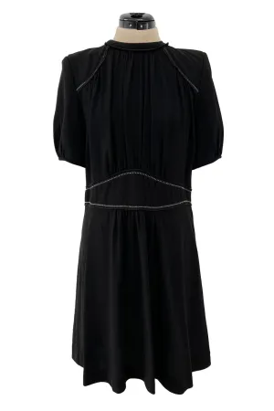 Prettiest 2015 Isabel Marant Easy To Wear Black Mini Dress w White Stitching