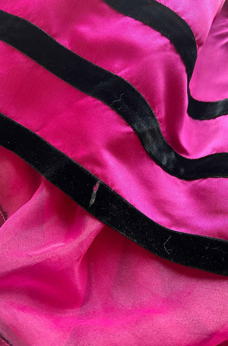 Prettiest Fall 1980 Oscar de la Renta Strapless Pink Silk Matte Satin Dress w Velvet Bows