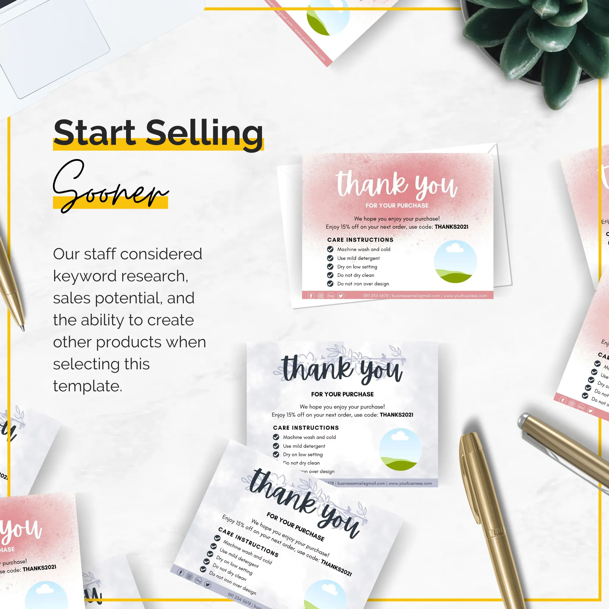 Printable Thank You Cards Business Template