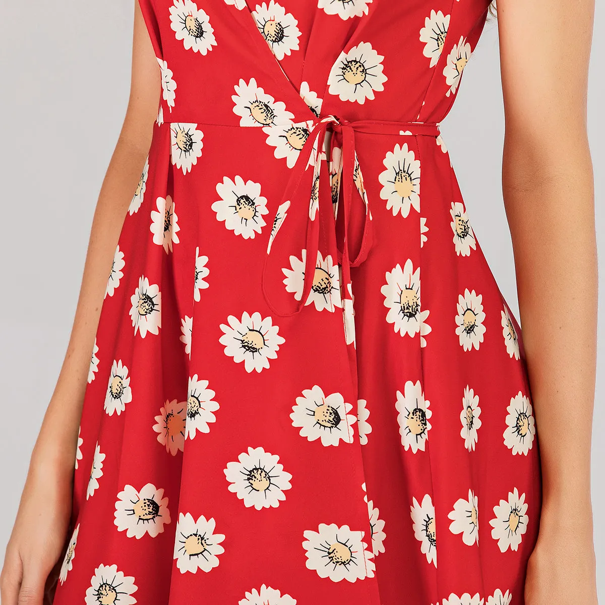 Printed V-neck Short-sleeved Dress