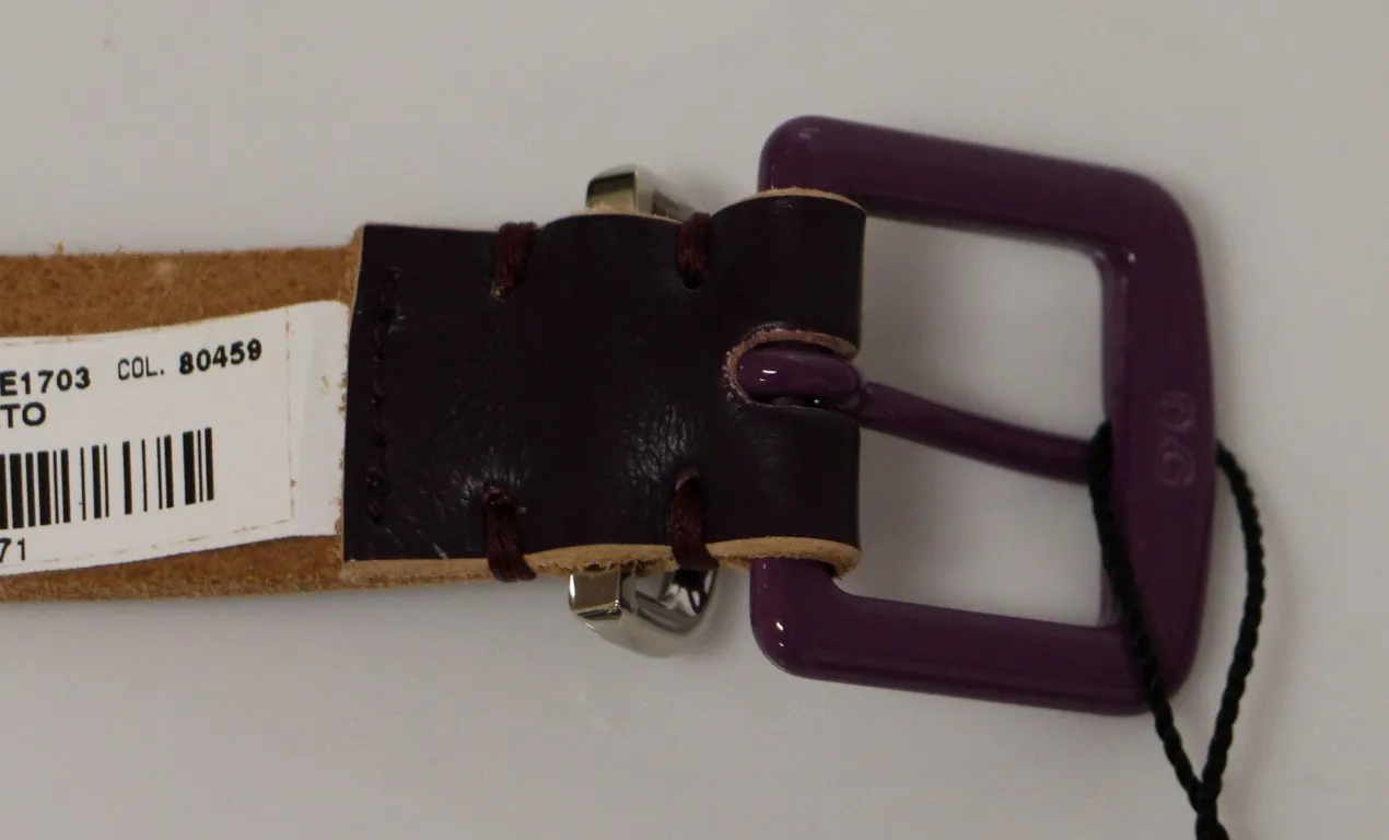 Purple Leather Logo Belt