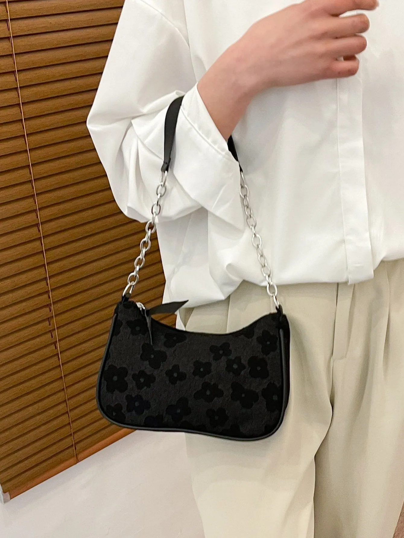 Quiet Luxury Flowers Floral Pattern Chain Satchel Bag- FD ⚡