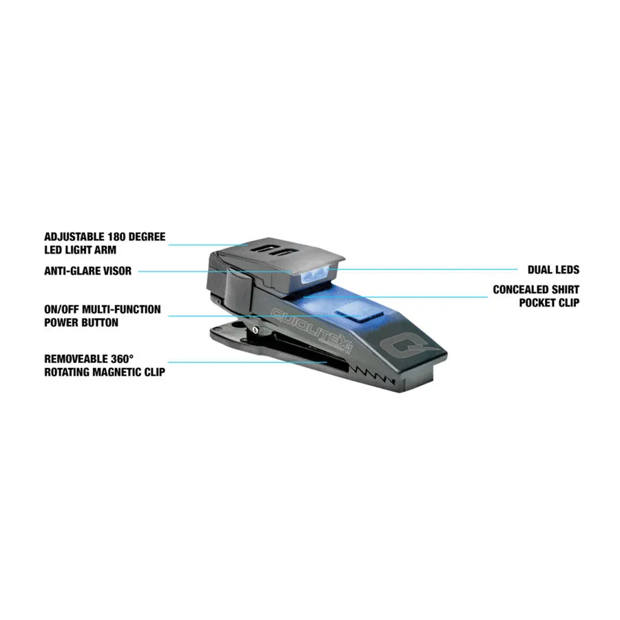 QuiqLite X1 USB Rechargeable Handsfree Dual LED Lighting - Blue/White